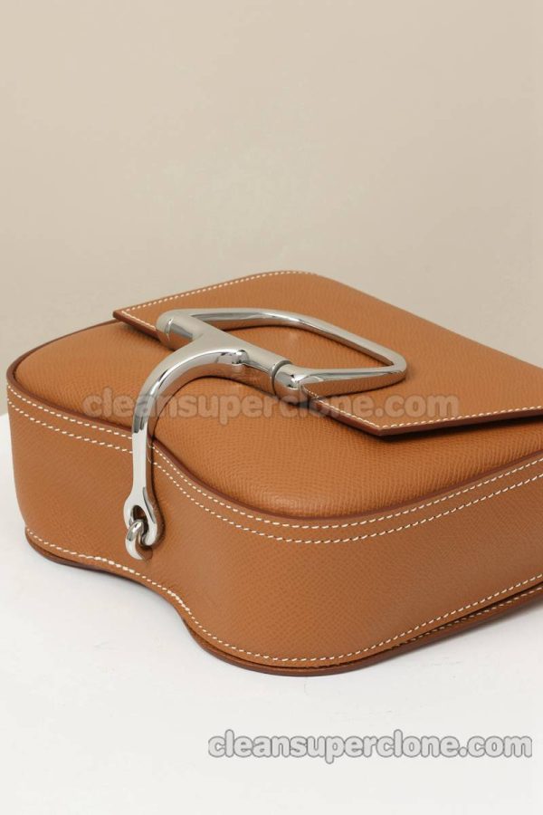 Crossbody bag replica details and pricing gold brown Hermes Shoulder cowhide women 6