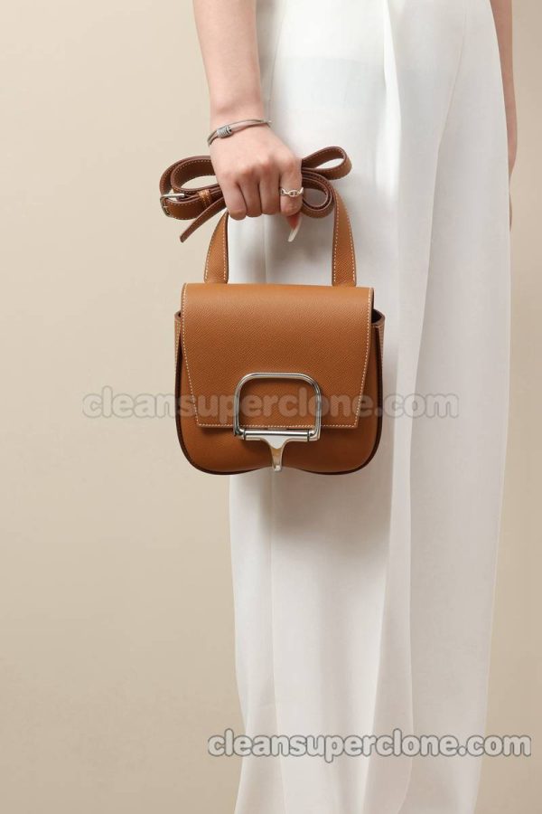 Crossbody bag replica details and pricing gold brown Hermes Shoulder cowhide women 8