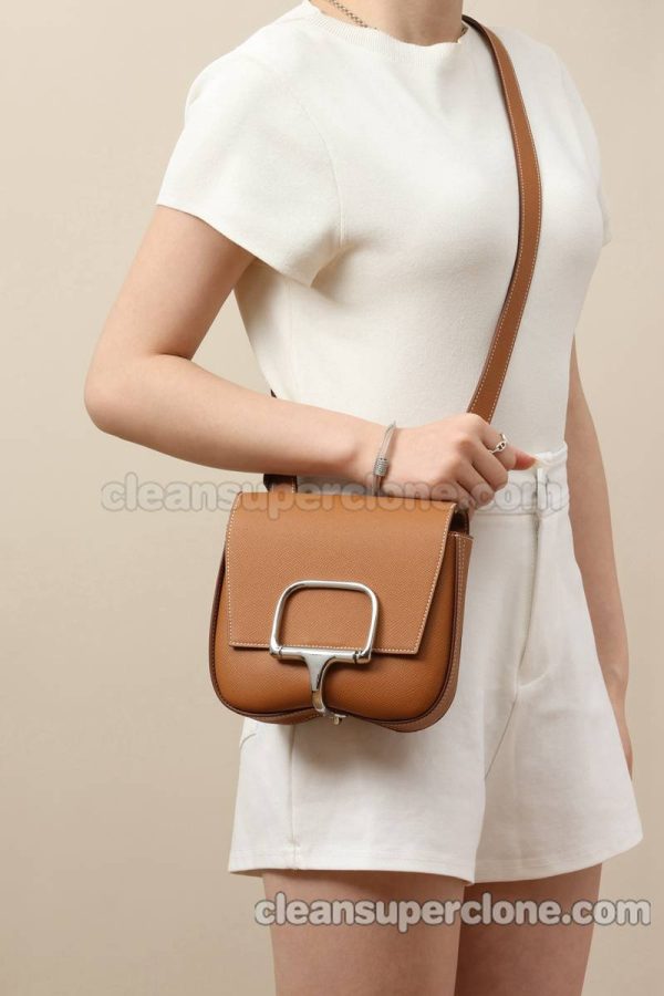 Crossbody bag replica details and pricing gold brown Hermes Shoulder cowhide women 9