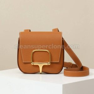 cowhide bag 1:1 Copy description and price gold brown Hermes Crossbody Shoulder women