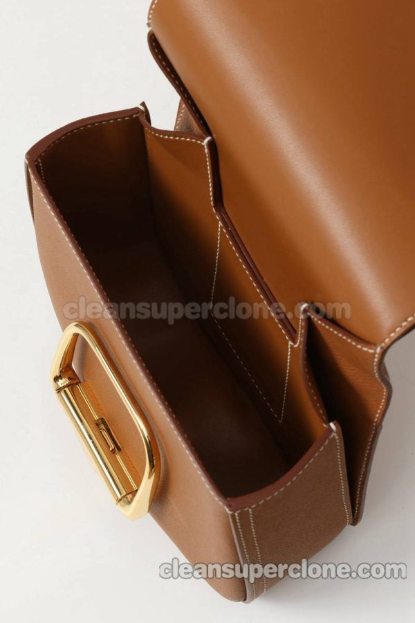 cowhide bag 1:1 Copy description and price gold brown Hermes Crossbody Shoulder women 7