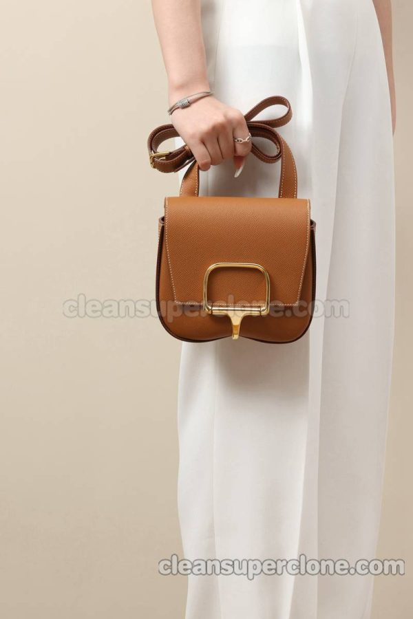 cowhide bag 1:1 Copy description and price gold brown Hermes Crossbody Shoulder women 8