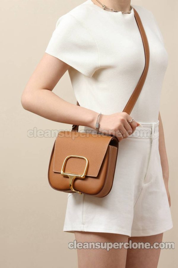 cowhide bag 1:1 Copy description and price gold brown Hermes Crossbody Shoulder women 9