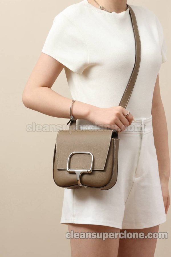 Crossbody bag replica details and pricing Elephant grey Hermes Shoulder cowhide women 9