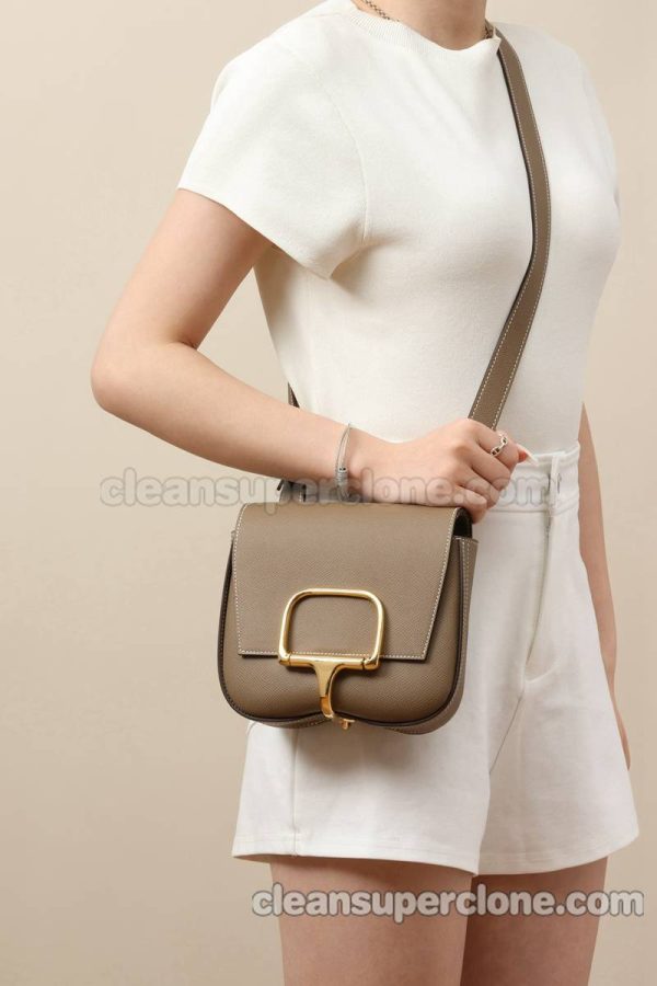 cowhide bag 1:1 Copy description and price Elephant grey Hermes Crossbody Shoulder women 9