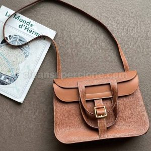 cowhide bag 1:1 Copy description and price Gold Brown Hermes Crossbody Shoulder Handbag women 2