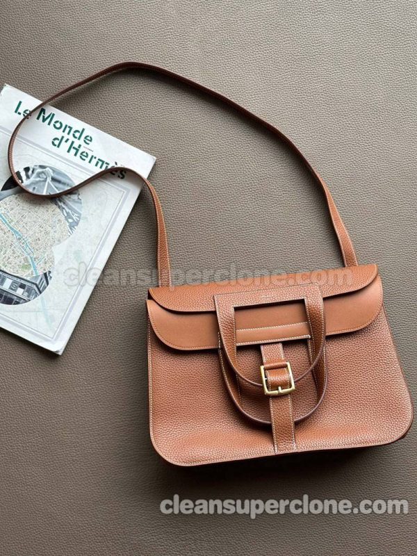 cowhide bag 1:1 Copy description and price Gold Brown Hermes Crossbody Shoulder Handbag women 2