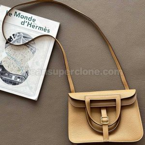 Crossbody bag replica details and pricing Biscuit color Hermes Shoulder Handbag cowhide women 2