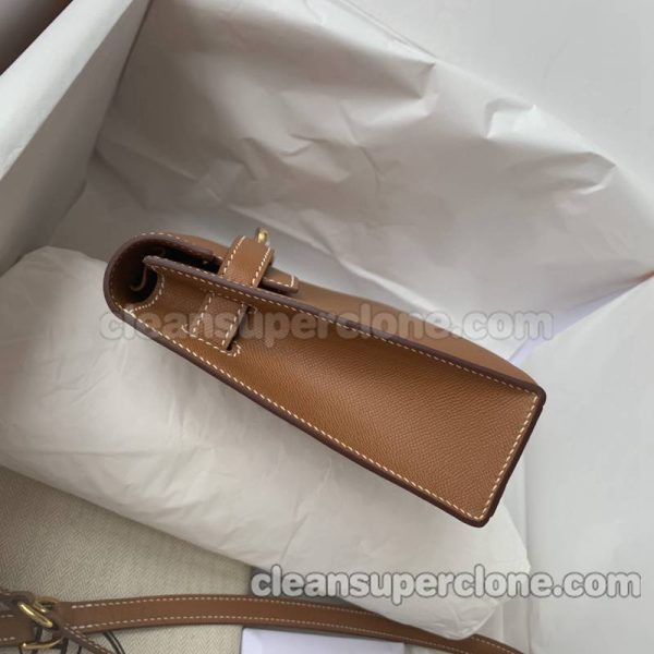 cowhide bag 1:1 Copy description and price gold brown Hermes Shoulder Handbag women 8