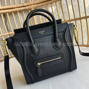 cowhide bag 1:1 Copy description and price black Celine Handbag Shoulder Crossbody women