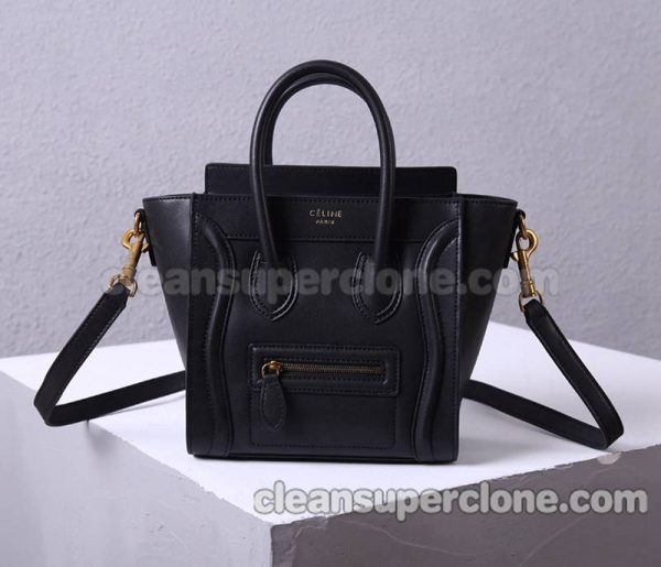 cowhide bag 1:1 Copy description and price black Celine Handbag plain women