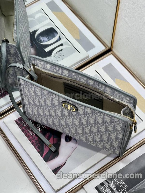 Clutch bag replica details and pricing gray Dior canvas women 9