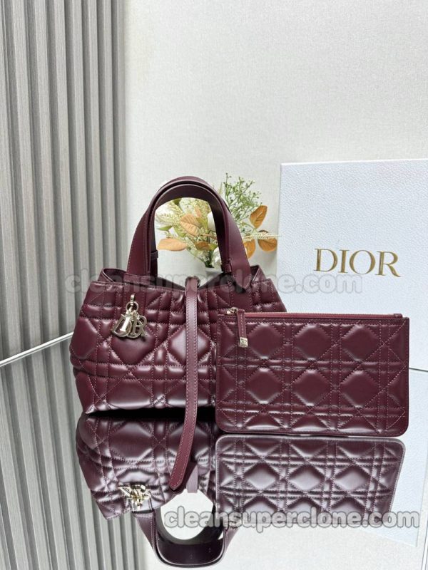 Dior bag Super Clone picture and price Burgundy Handbag cowhide women