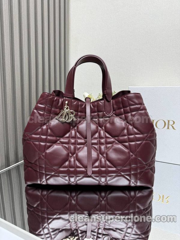 cowhide bag 1:1 Copy description and price Burgundy Dior Handbag women 2