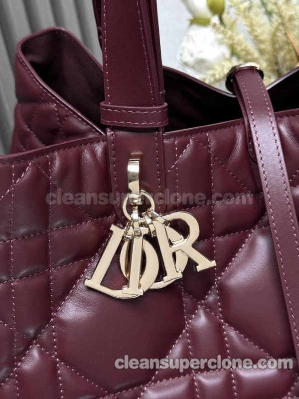 cowhide bag 1:1 Copy description and price Burgundy Dior Handbag women 3