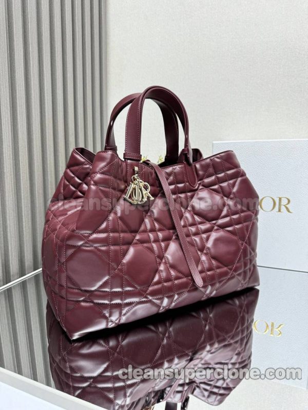 cowhide bag 1:1 Copy description and price Burgundy Dior Handbag women 4