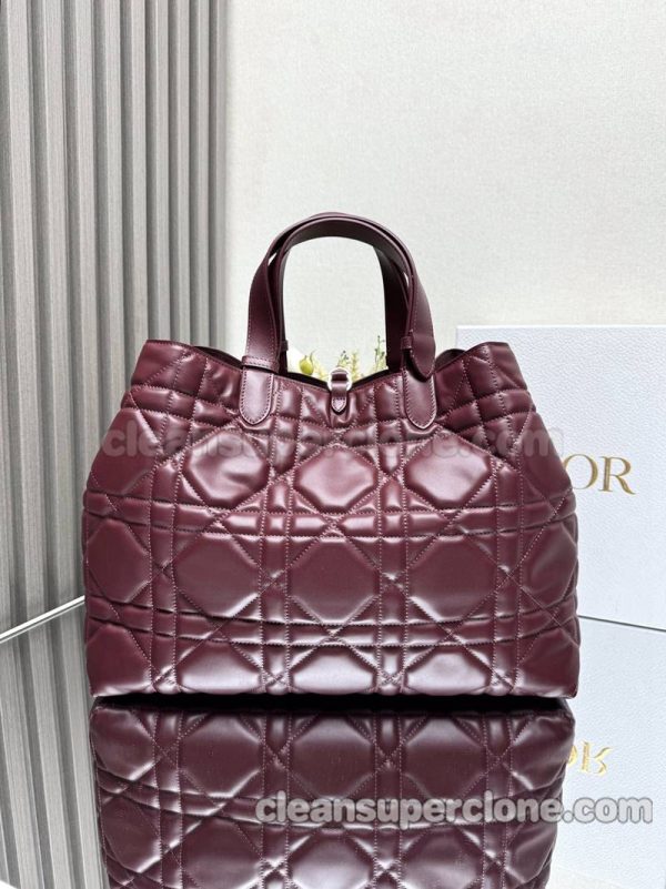 cowhide bag 1:1 Copy description and price Burgundy Dior Handbag women 5