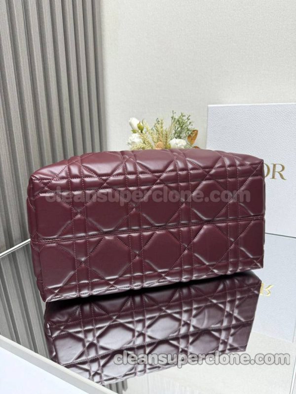 cowhide bag 1:1 Copy description and price Burgundy Dior Handbag women 6