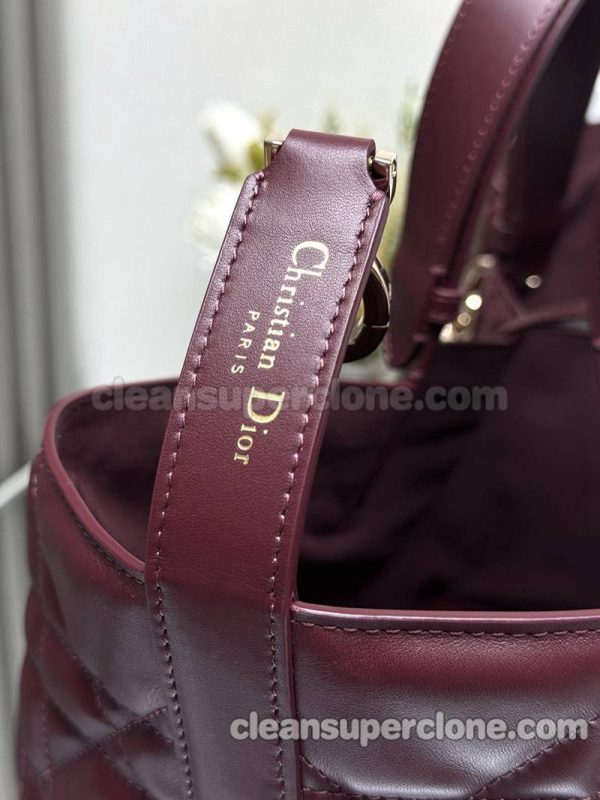 cowhide bag 1:1 Copy description and price Burgundy Dior Handbag women 8