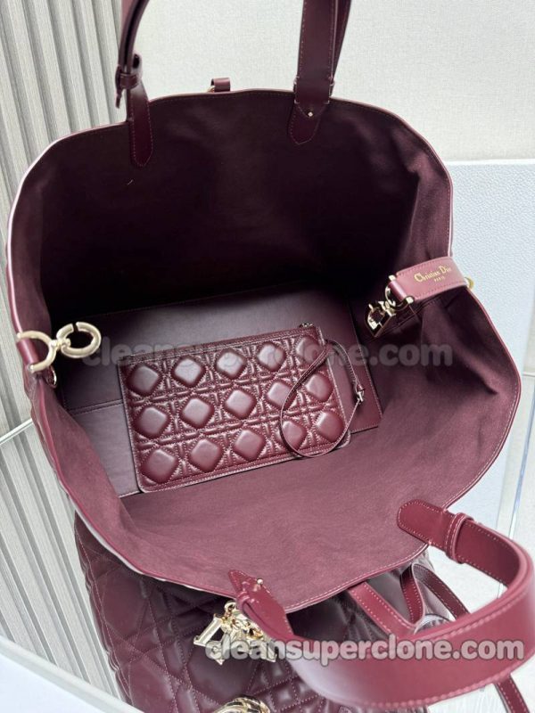 cowhide bag 1:1 Copy description and price Burgundy Dior Handbag women 9