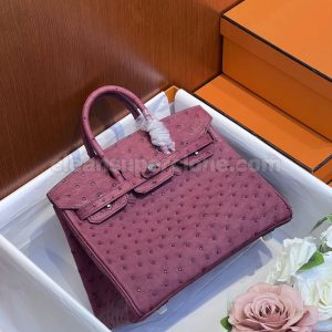 Handbag bag replica details and pricing purple Hermes ostrich skin women 5