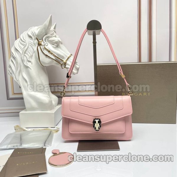 Shoulder bag replica details and pricing pink Bvlgari cowhide women