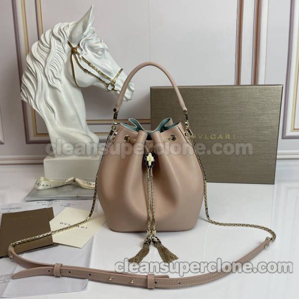 Handbag bag replica details and pricing pink Bvlgari Shoulder Crossbody bucket cowhide women