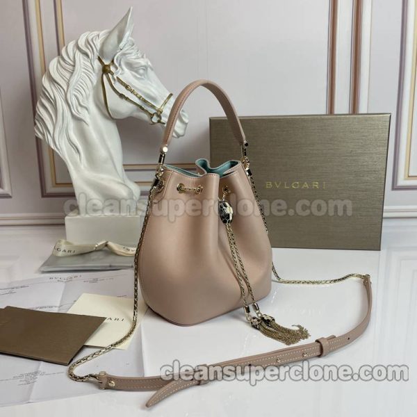 Handbag bag replica details and pricing pink Bvlgari Shoulder Crossbody bucket cowhide women 3