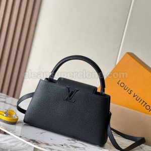 cowhide bag 1:1 Copy description and price black Louis Vuitton Handbag Matte Medium women