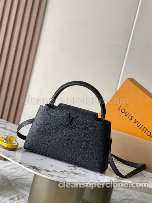 cowhide bag 1:1 Copy description and price black Louis Vuitton Handbag Matte Medium women