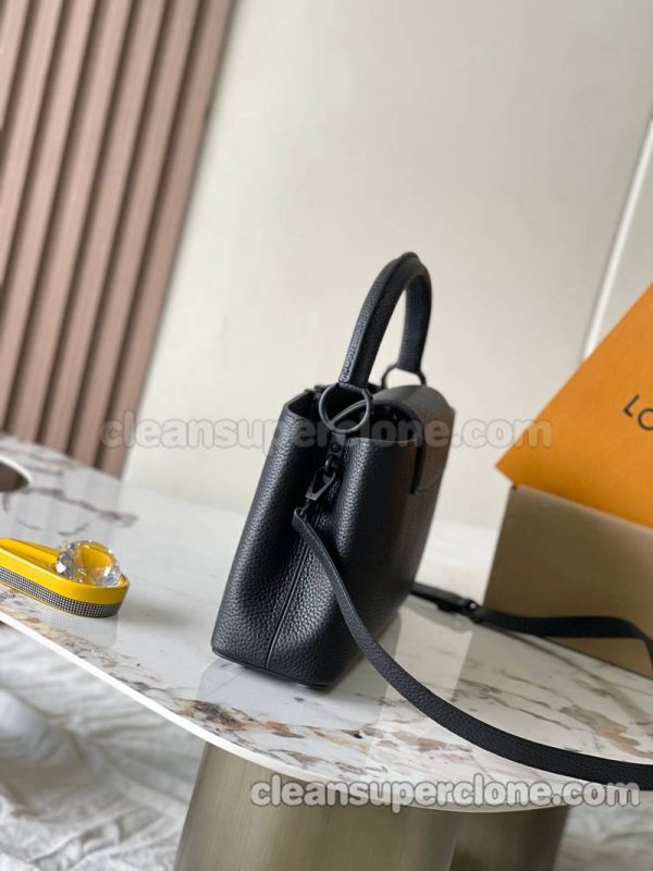 cowhide bag 1:1 Copy description and price black Louis Vuitton Handbag Matte Medium women 2