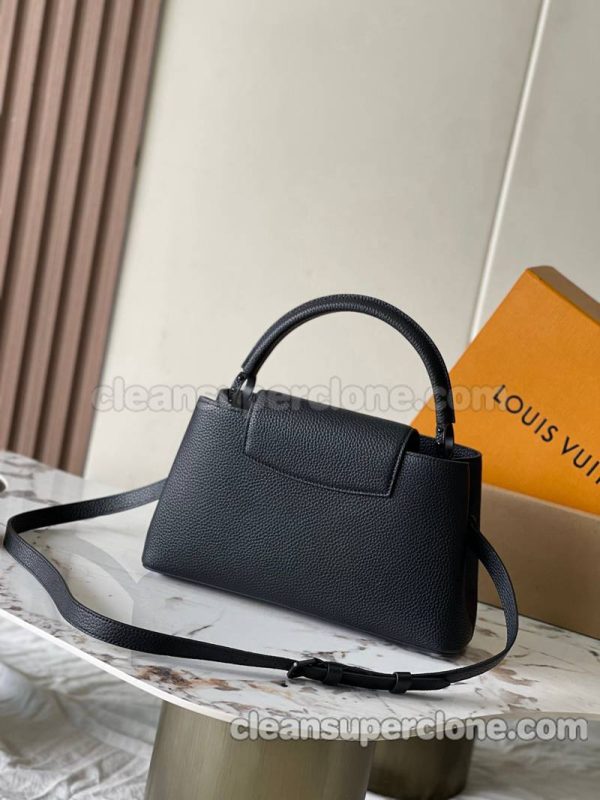 cowhide bag 1:1 Copy description and price black Louis Vuitton Handbag Matte Medium women 3