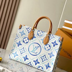 cowhide bag 1:1 Copy description and price blue Louis Vuitton Handbag women