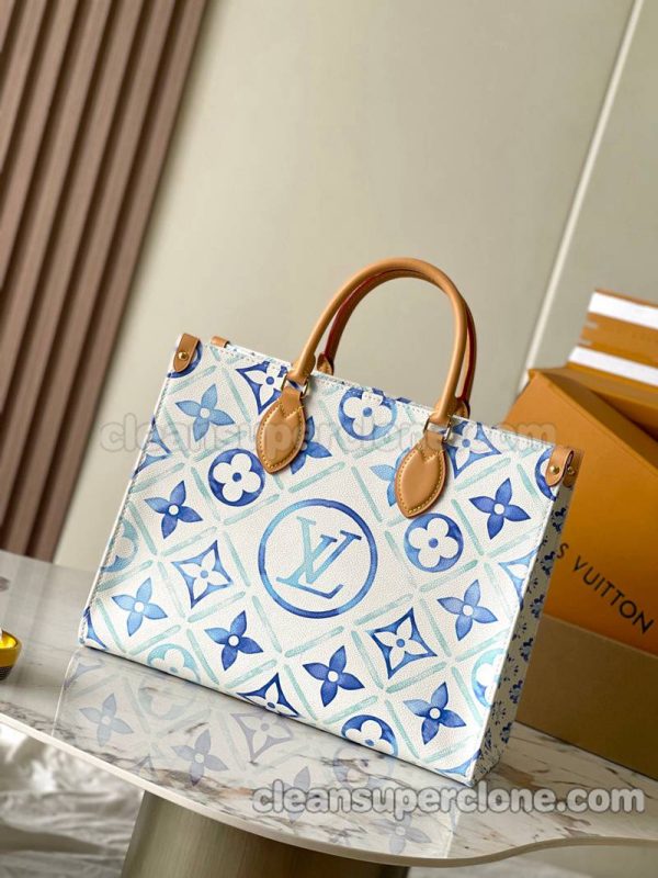 cowhide bag 1:1 Copy description and price blue Louis Vuitton Handbag women