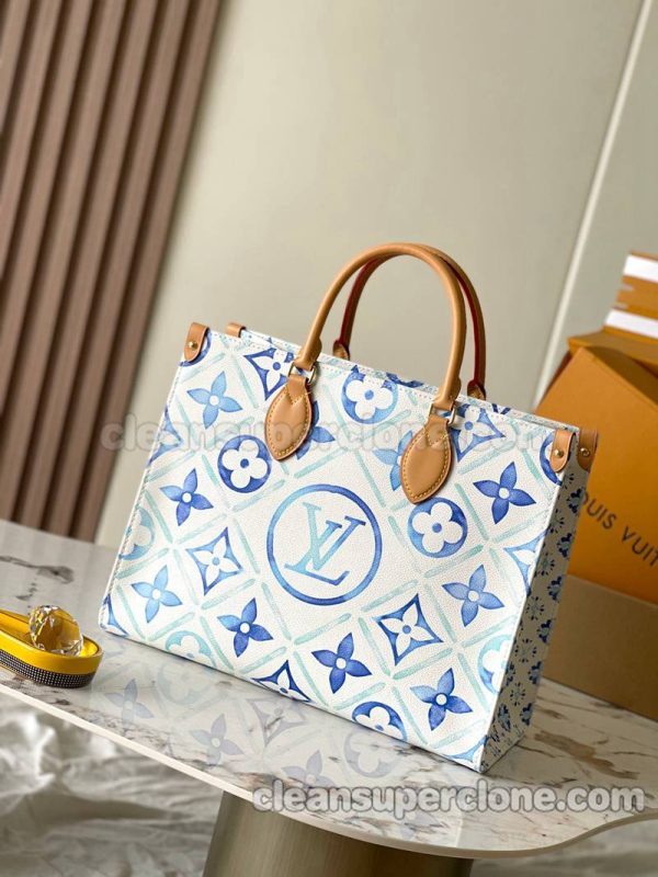 cowhide bag 1:1 Copy description and price blue Louis Vuitton Handbag women 3