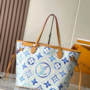 cowhide bag 1:1 Copy description and price blue Louis Vuitton Handbag women