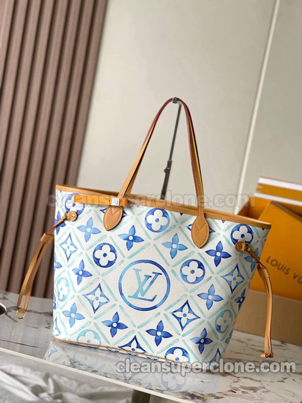 cowhide bag 1:1 Copy description and price blue Louis Vuitton Handbag women