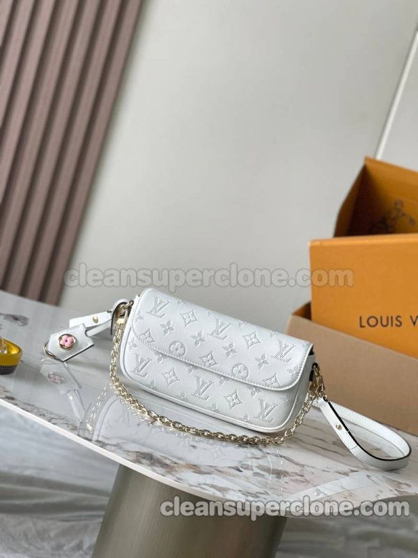 cowhide bag 1:1 Copy description and price White Louis Vuitton Shoulder Crossbody women