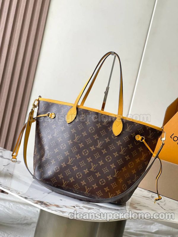 cowhide bag 1:1 Copy description and price yellow Louis Vuitton Handbag Shoulder women and men