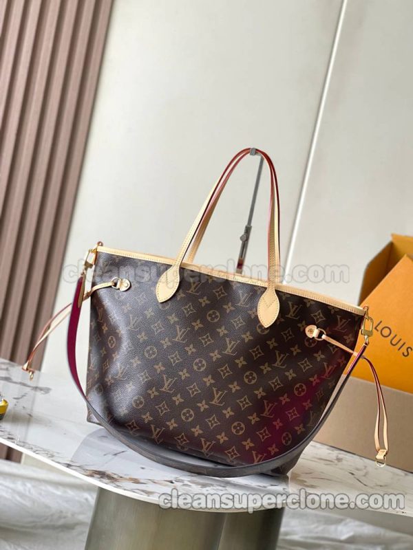 cowhide bag 1:1 Copy description and price rose red Louis Vuitton Handbag Shoulder women and men