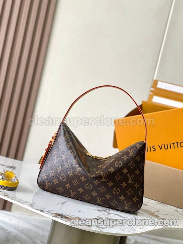 cowhide bag 1:1 Copy description and price brown Louis Vuitton Handbag Shoulder women and men