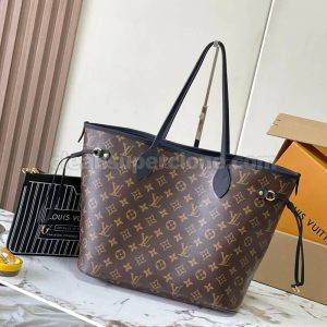 cowhide bag 1:1 Copy description and price Black Louis Vuitton Handbag Shoulder women and men