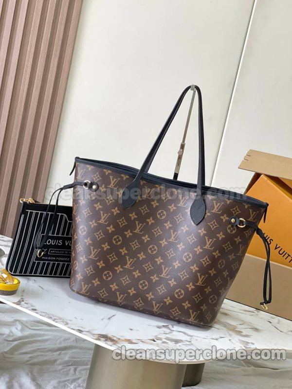 cowhide bag 1:1 Copy description and price Black Louis Vuitton Handbag Shoulder women and men