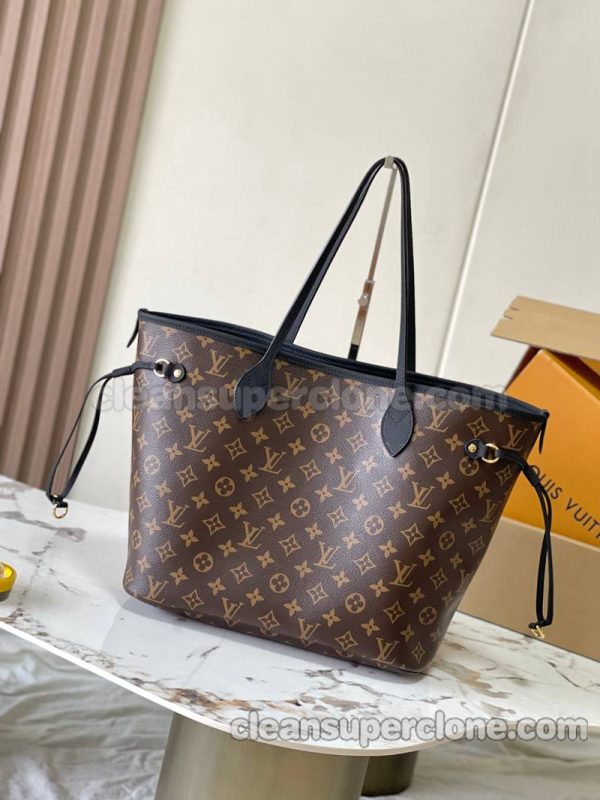 cowhide bag 1:1 Copy description and price Black Louis Vuitton Handbag Shoulder women and men 2