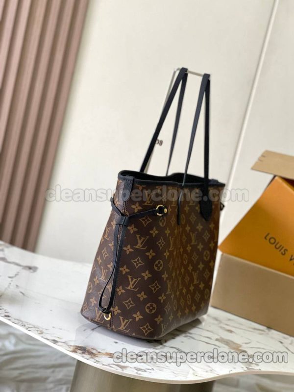 cowhide bag 1:1 Copy description and price Black Louis Vuitton Handbag Shoulder women and men 3