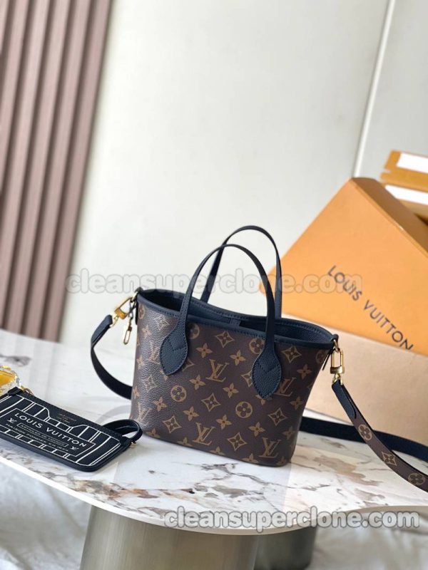 cowhide bag 1:1 Copy description and price Black Louis Vuitton Handbag Shoulder women