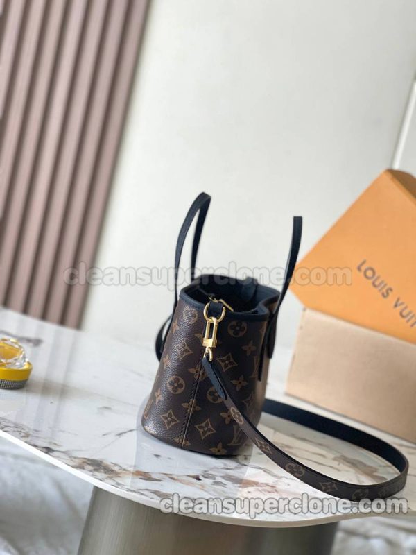 cowhide bag 1:1 Copy description and price Black Louis Vuitton Handbag Shoulder women 2