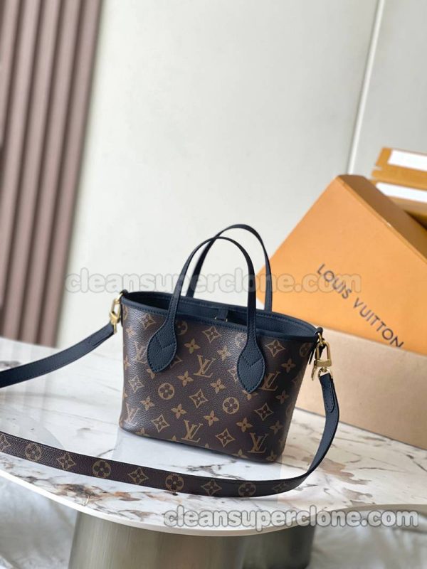 cowhide bag 1:1 Copy description and price Black Louis Vuitton Handbag Shoulder women 3