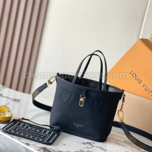 cowhide bag 1:1 Copy description and price Black Louis Vuitton Handbag Shoulder women 5