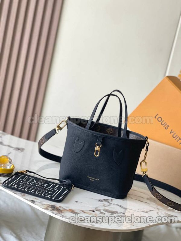 cowhide bag 1:1 Copy description and price Black Louis Vuitton Handbag Shoulder women 5